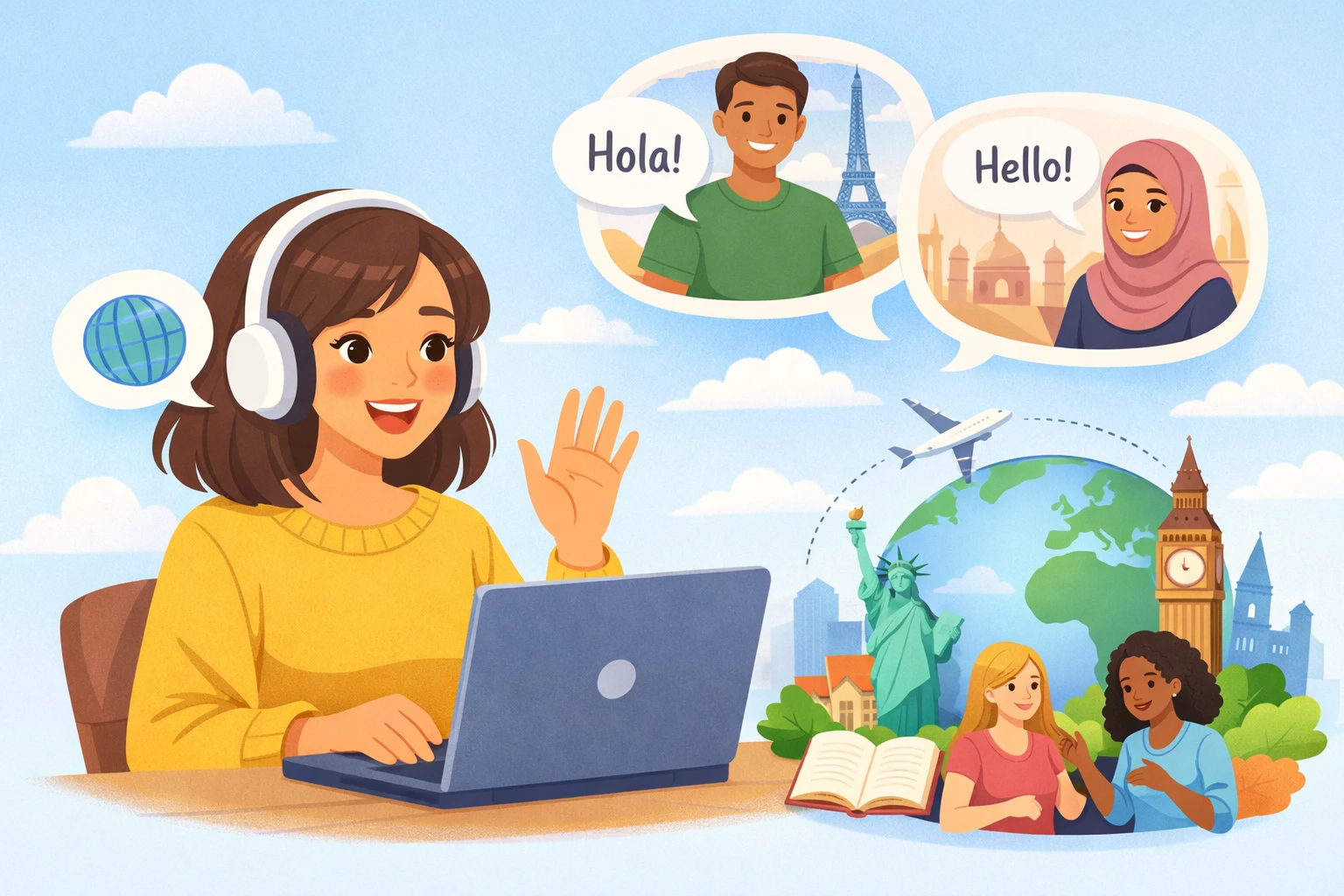 People connecting with new friends around the world